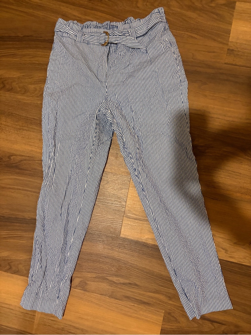 Anne Klein Blue and White Pinstripe Straight-Leg pants